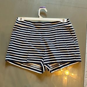 J crew stripped navy and white shorts, structured fit